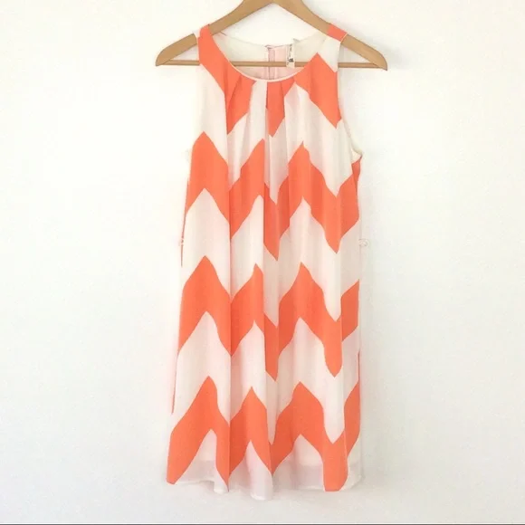 Pink Owl | Dresses | Pink Owl Dress Med Coral White Sleeveless Hpchevron |  Poshmark